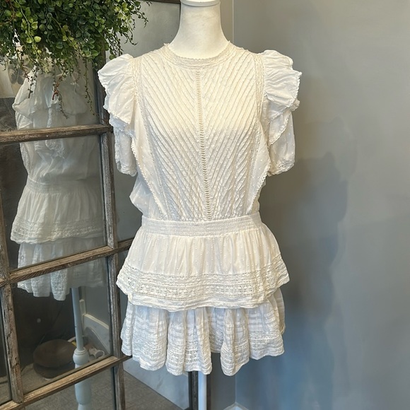 Maia Bergman Mery Dress White Summer mini dress women’s size L - Picture 2 of 4